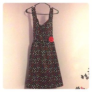 Juniors polka dot dress + cardigan